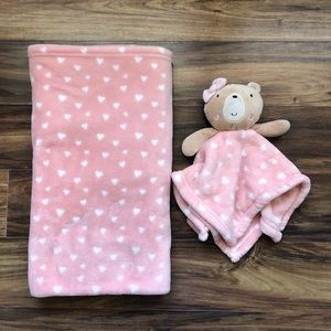 Bear Security Blanket & Heart Blanket Set